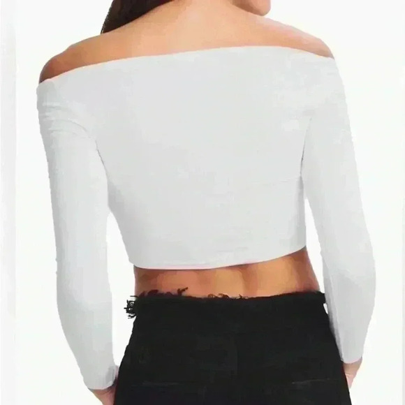 Seroya Ellis Long-Sleeve Peekaboo Cut-Out Top in White. Soft! Size Large. NWT! - Picture 2 of 16